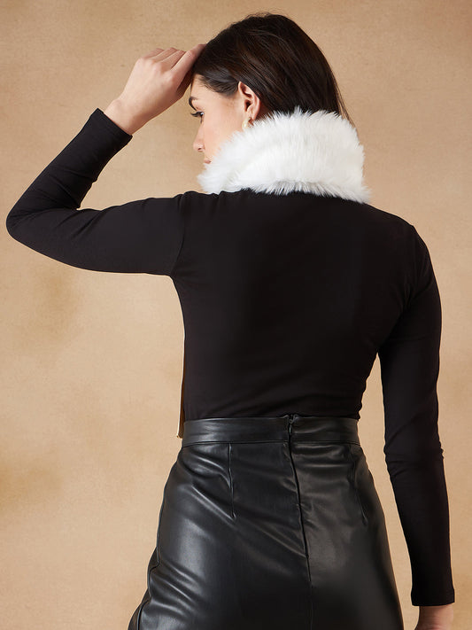 InWeave Women's Pure White Fur Neckpiece - Swadesiicart