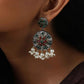 trueBrowns Silver Gold Tone Circular Stone Earrings - Swadesiicart