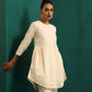 trueBrowns Ivory Tonal Cotton Side Gathers Co-ord Set - Swadesiicart
