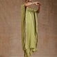 trueBrowns Light Green Modal Satin Kaftan Kurta Set | Relove | Swadesiicart