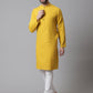 Even Apparels Yellow Pure Cotton Kurta With Band Collar | Swadesiicart