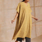 trueBrowns Mustard Dabu Zig-Zag Lines Print Cotton Panel Kaftan Kurta Pant Set | Swadesiicart