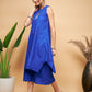 InWeave Women's Ink Blue Short Kurta Palazzo Set - Swadesiicart