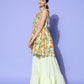 InWeave Women's Off White Yellow Floral Print Tie Up Kurta Sharara Set - Swadesiicart