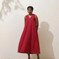 trueBrowns Maroon Cotton Linen Dress | Swadesiicart