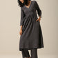 trueBrowns Slate Grey Slub Texture Overlap Pleat Kurta Pant Set | Relove | Swadesiicart