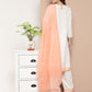 InWeave Women's Cream Straight Kurta Set W Peach White Print Organza Dupatta - Swadesiicart