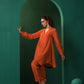trueBrowns Rust Silk Collar Co-ord Set - Swadesiicart