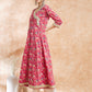 InWeave Women's Pink Patola Printed Gota Embroidered Anarkali Kurta - Swadesiicart