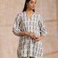 trueBrowns Grey Dabu Buta Print Cotton V-Square Neck Co-Ord Set - Swadesiicart