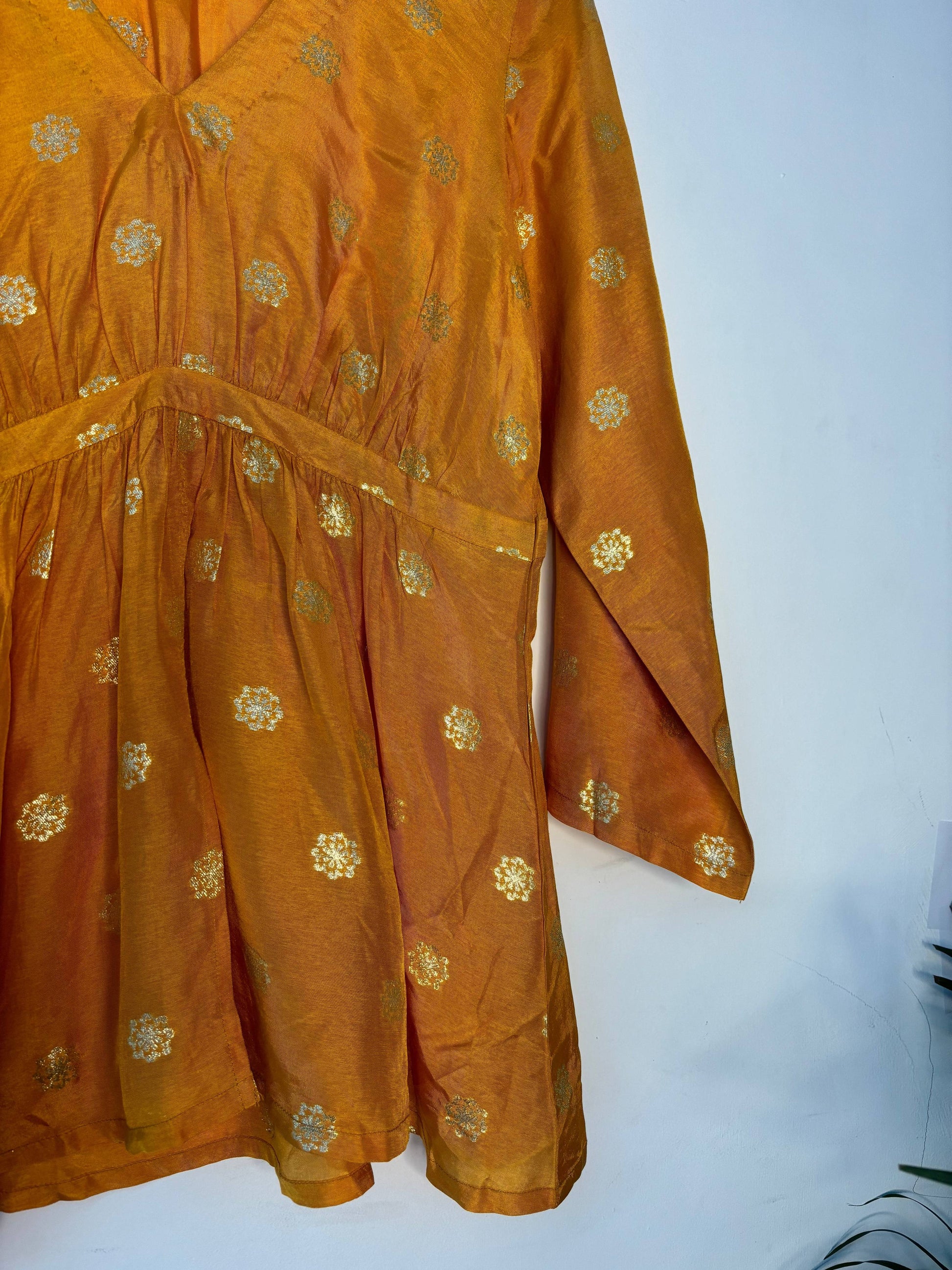 trueBrowns Mustard Zari Embroidered Top | Swadesiicart