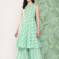 InWeave Women's Teal Kantha Striped Kurta Set - Swadesiicart