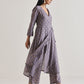 trueBrowns Plum Grey Foil Angrakha Kurta Set | Swadesiicart