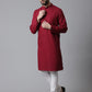 Even Apparels Maroon Pure Cotton Kurta With Band Collar | Swadesiicart
