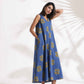 trueBrowns Blue Cotton Print Sleeveless Dress | Swadesiicart