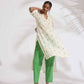 trueBrowns Off-White Cotton Floral Embroidered Straight Kurta Set | Swadesiicart