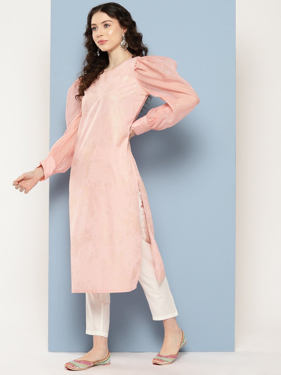 Ahalyaa Women Floral Printed Pastels Crepe Kurta | Swadesiicart