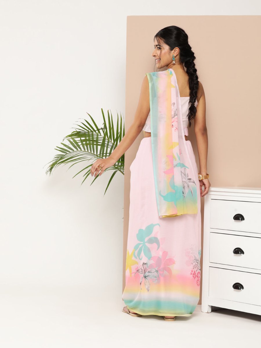 Ahalyaa Women Chiffon Floral Saree | Swadesiicart