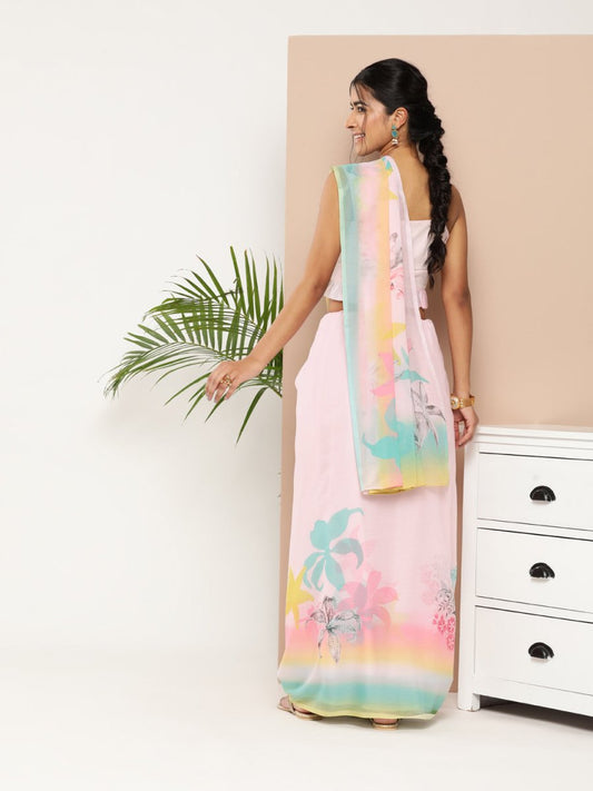 Ahalyaa Women Chiffon Floral Saree | Swadesiicart