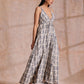 trueBrowns Grey Dabu Buta Print Cotton Sleeveless Dress | Swadesiicart