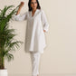 trueBrowns White Cotton Embroidered Co-ord Set - Swadesiicart