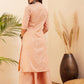 InWeave Women's Light Mustard Lurex Kantha Mandarin Neck Kurta Palazzo Set - Swadesiicart
