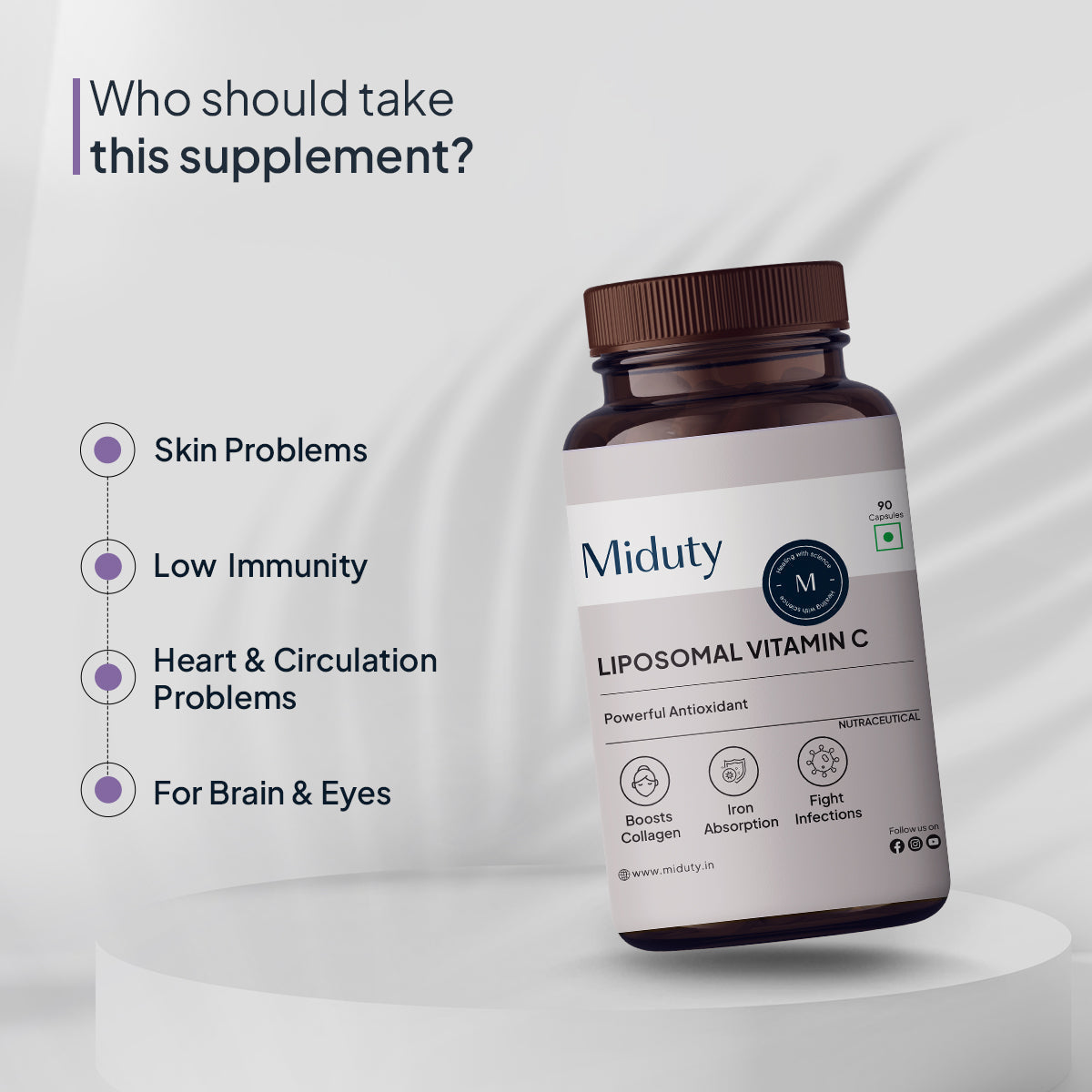 Miduty by Palak Notes Patented Liposomal Vitamin C Capsules - Swadesiicart