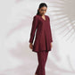 trueBrowns Maroon Dobby Co-ord Set - Swadesiicart