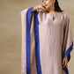 trueBrowns Grey Textured Silk High Low Kaftan Pant Set | Swadesiicart