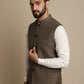 Even Apparels Men's Brown Mandarin Collar Waistcoat | Swadesiicart
