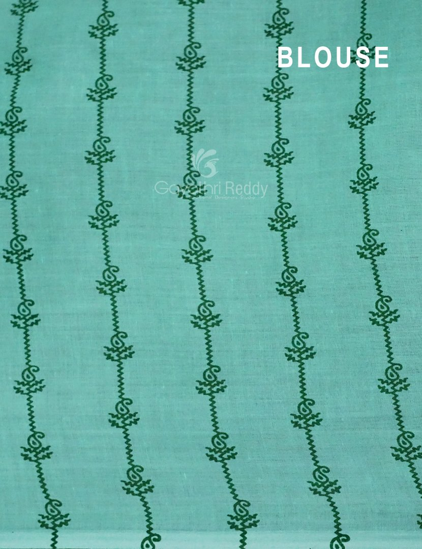 Tomato Red Colour Block Print Pure Mulmul Cotton Saree By Gayathri Reddy Designer Studio | Swadesiicart