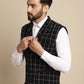 Even Apparels Men's Black Wool Waistcoat with Notched Lapel | Swadesiicart