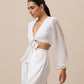 trueBrowns Chiffon White Dobby Tie Up Top | Swadesiicart
