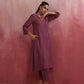 trueBrowns Light Purple Cotton Dobby Flared Kurta Set | Swadesiicart