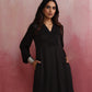 trueBrowns Black V Neck Kurta Co-ord Set - Swadesiicart