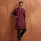 trueBrowns Men's Dark Purple Cotton Dobby Kurta | Swadesiicart