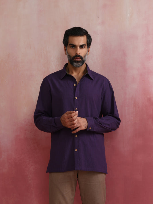 trueBrowns Men's Purple Cotton Shirt | Swadesiicart