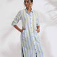 trueBrowns White Cotton Multi Stripe Shirt Kurta Set | Swadesiicart