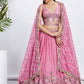 House of Panchhi Lime Green Chiffon Sequins And Thread Embroidery Lehenga Choli & Dupatta | Swadesiicart