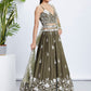 House of Panchhi Teal - Georgette Sequins, Mirror And Thread Embroidery Lehenga Choli | Swadesiicart