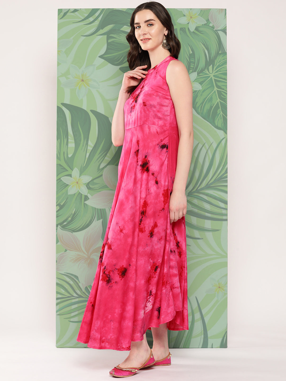 InWeave Women's Magenta Tie And Die Dress - Swadesiicart