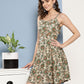 InWeave Women's Dark Green Floral Back Tie Up Detail Dress - Swadesiicart