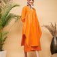 InWeave Women's Orange Flared Kurta Palazzo Set - Swadesiicart