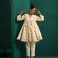 trueBrowns Ivory Multi Color Cotton Yoke Gathered Co-ord Set - Swadesiicart