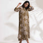 trueBrowns Olive Green Cotton Print Shirt Dress | Swadesiicart