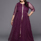 Ahalyaa Plus Size Round neck Net Maxi Ethnic Dress | Swadesiicart