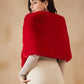 InWeave Women's Cherry Red Long Faux Fur Cape - Swadesiicart