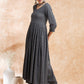 InWeave Women's Grey Chikankari Long Anarkali Kurta Sharara Set - Swadesiicart
