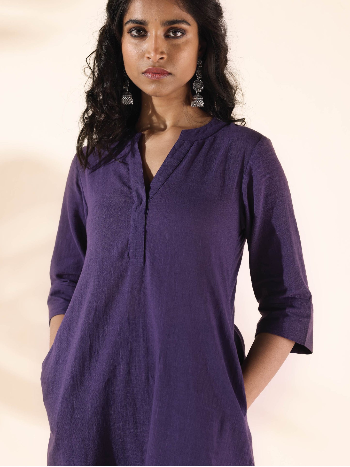 trueBrowns Purple Cotton Relaxed Co-ord Set - Swadesiicart
