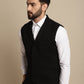 Even Apparels Men's Black Waistcoat with Notched Lapel | Swadesiicart